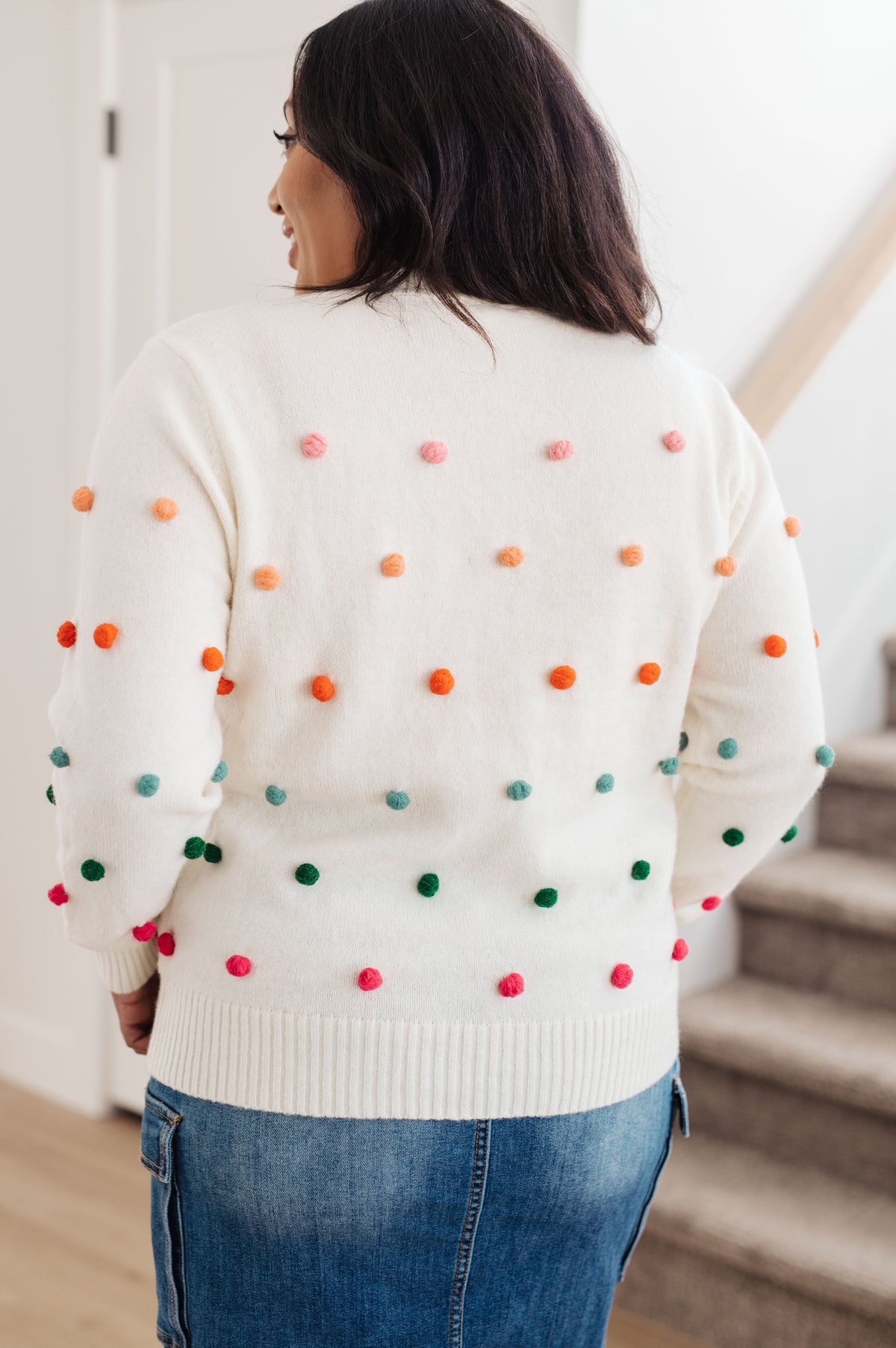 Hazel Blues® |  Candy Buttons Pom Detail Sweater