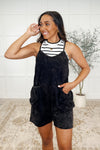 Hazel Blues® |  Carefree Cutie Slouchy Pocket Romper in Black