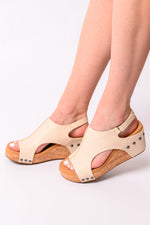 Hazel Blues® |  Carley Wedge Sandals in Cream