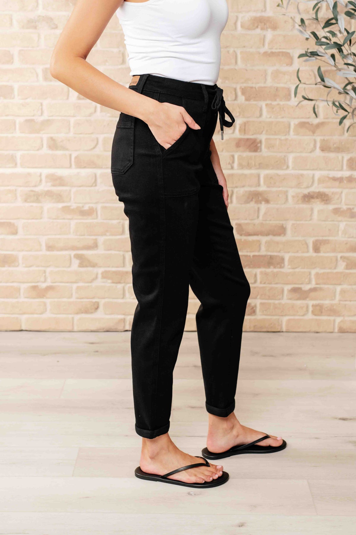 Hazel Blues® |  Carmen Double Cuff Joggers in Black