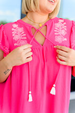 Hazel Blues® |  Carnival Flutter Sleeve Dress In Hot Pink