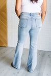 Hazel Blues® |  Caroline Mid Rise Control Top Distressed Flare Jeans