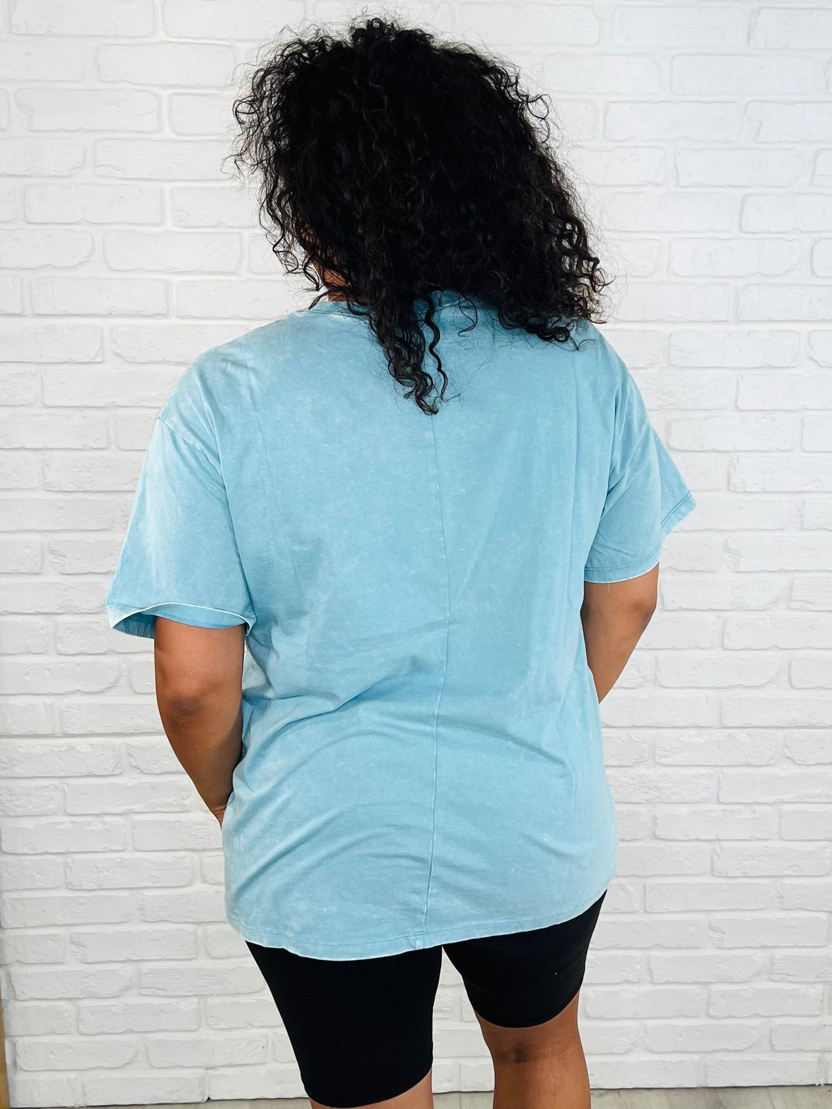 Hazel Blues® |  Casual Basic Drop Shoulder Oversized Tee in Dusty Teal