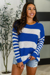 Hazel Blues® |  Casual Chaos Drop Shoulder Sweater in Royal Blue