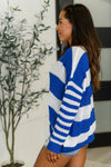 Hazel Blues® |  Casual Chaos Drop Shoulder Sweater in Royal Blue