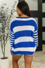 Hazel Blues® |  Casual Chaos Drop Shoulder Sweater in Royal Blue