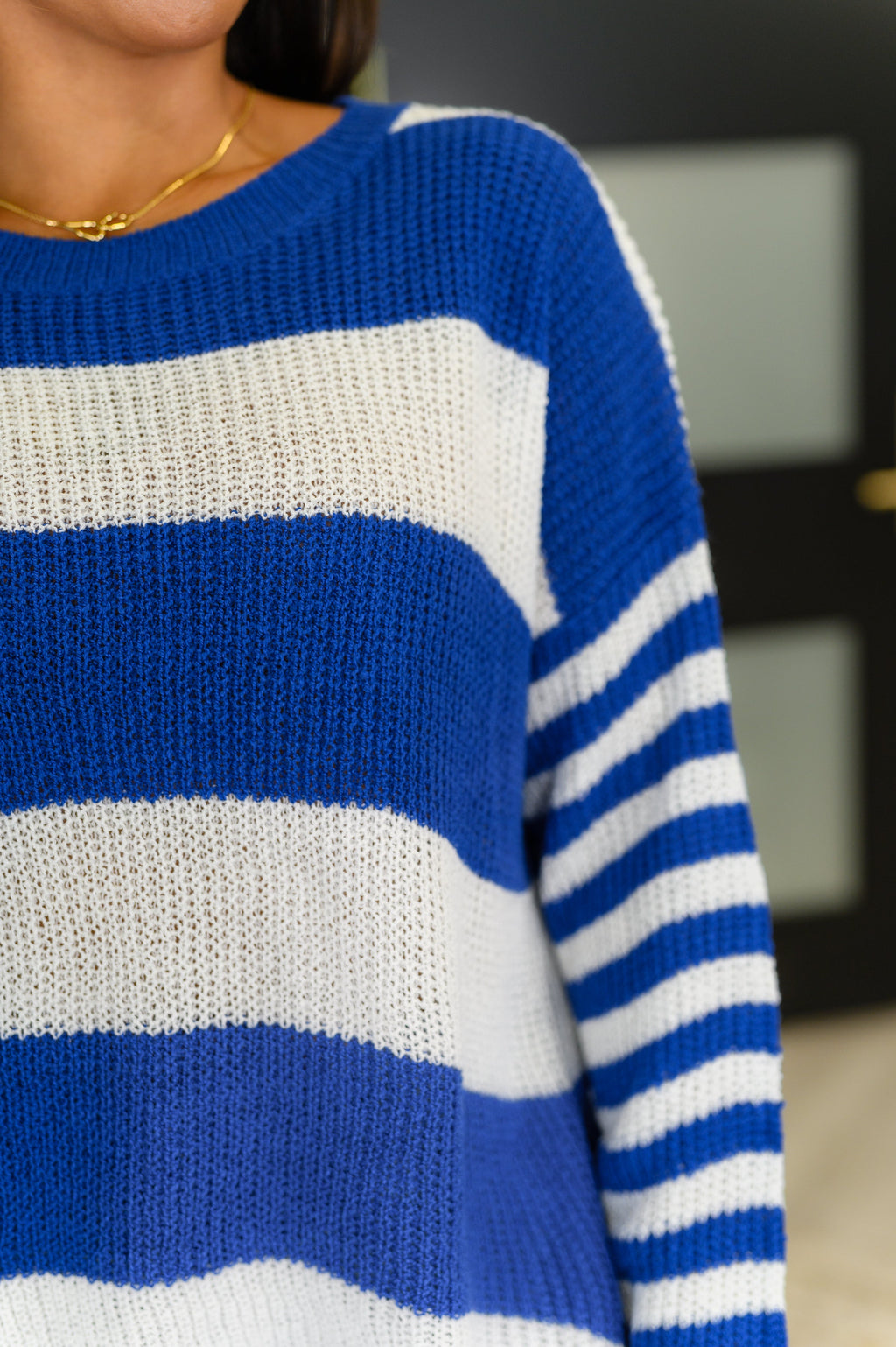 Hazel Blues® |  Casual Chaos Drop Shoulder Sweater in Royal Blue