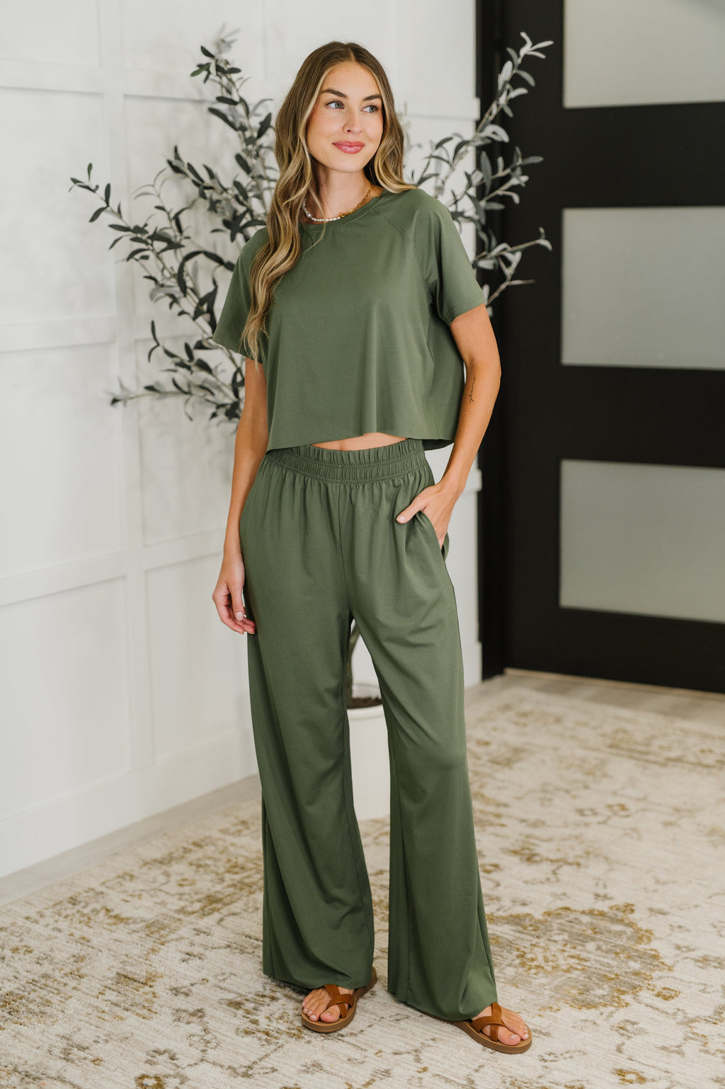 Hazel Blues® |  PREORDER: Casual Top and Bottom Set in Green