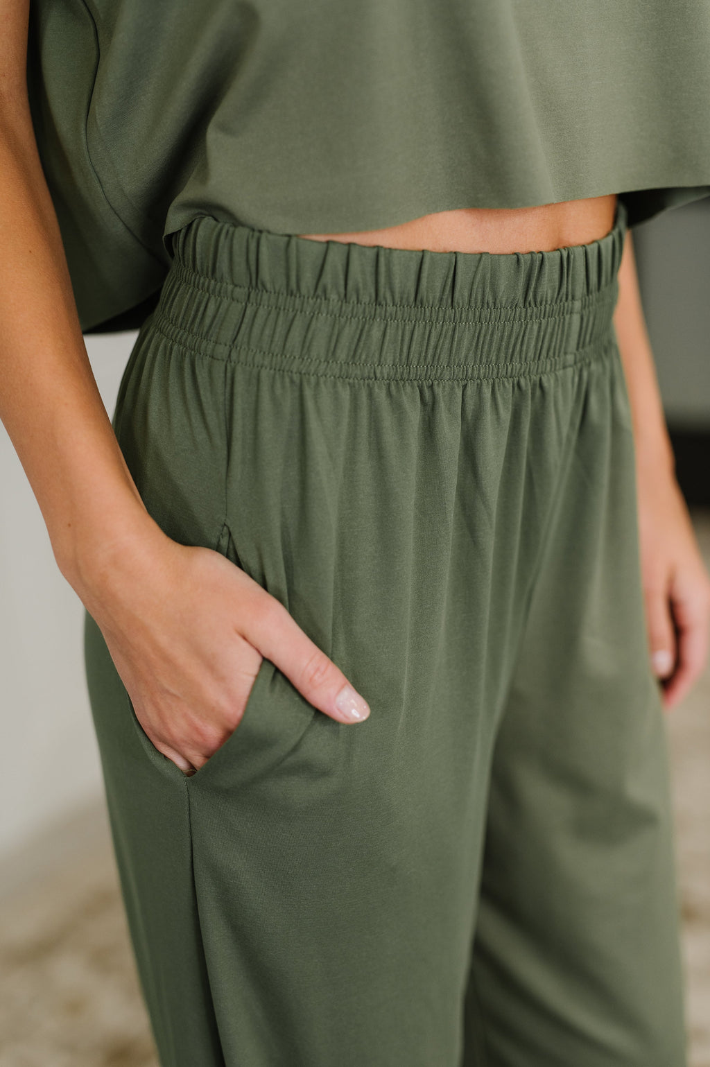 Hazel Blues® |  PREORDER: Casual Top and Bottom Set in Green