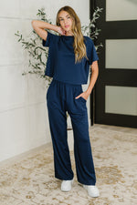 Hazel Blues® |  PREORDER: Casual Top and Bottom Set in Navy