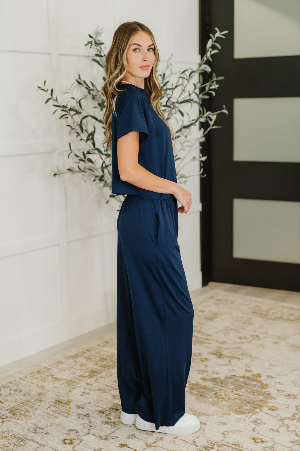 Hazel Blues® |  PREORDER: Casual Top and Bottom Set in Navy