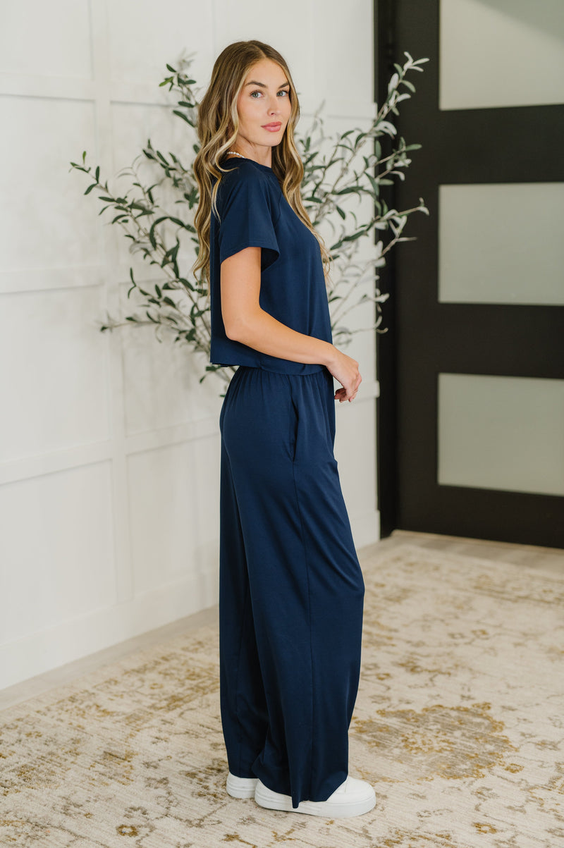 Hazel Blues® |  PREORDER: Casual Top and Bottom Set in Navy