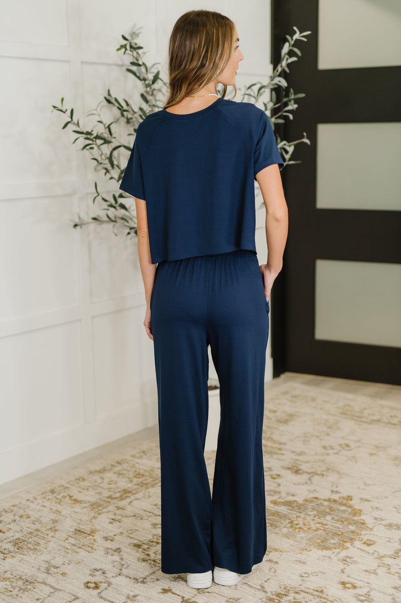 Hazel Blues® |  PREORDER: Casual Top and Bottom Set in Navy