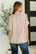 Hazel Blues® |  Catch Me Loungin’ Cable Ribbed Knit Top in Ash Mocha