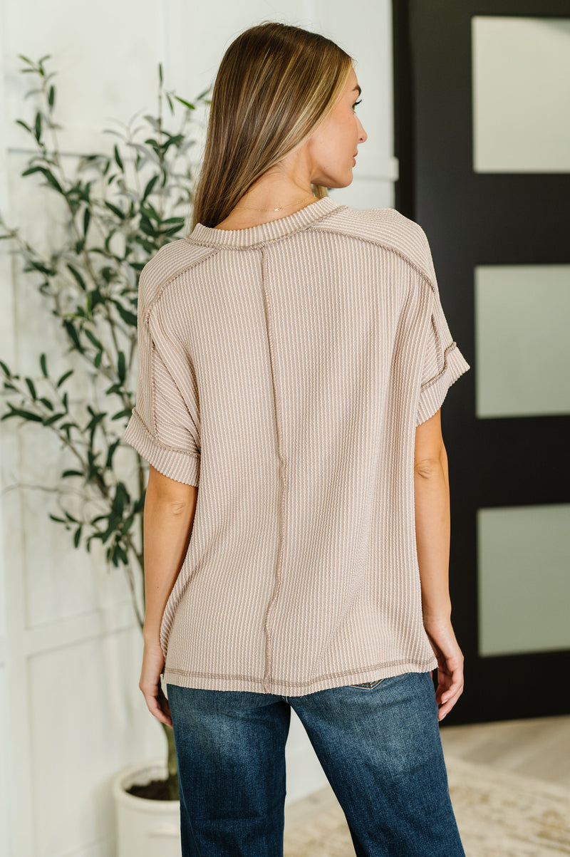 Hazel Blues® |  Catch Me Loungin’ Cable Ribbed Knit Top in Ash Mocha