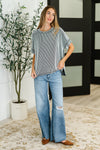Hazel Blues® |  Catch Me Loungin’ Cable Ribbed Knit Top in Black and White