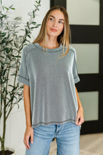 Hazel Blues® |  Catch Me Loungin’ Cable Ribbed Knit Top in Black and White