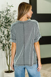 Hazel Blues® |  Catch Me Loungin’ Cable Ribbed Knit Top in Black and White