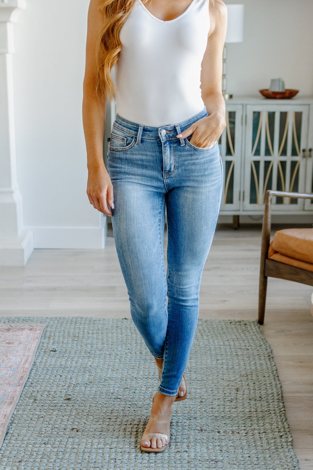 Hazel Blues® |  Catherine Mid Rise Vintage Skinny Jeans