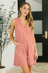 Hazel Blues® |  Caught You Staring Ribbed Knit Romper in Rust