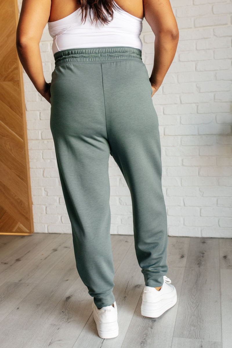 Hazel Blues® |  Center Seam Scuba Joggers in Ash Jade