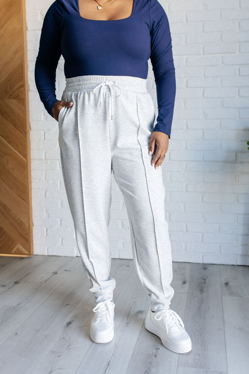 Hazel Blues® |  Center Seam Scuba Joggers in Heather Grey