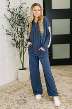 Hazel Blues® |  Certified Chiller Contrast Stripe Straight Leg Bottoms in Navy