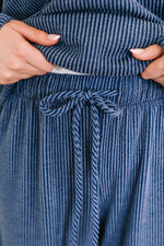 Hazel Blues® |  Certified Chiller Contrast Stripe Straight Leg Bottoms in Navy