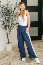 Hazel Blues® |  Certified Chiller Contrast Stripe Straight Leg Bottoms in Navy