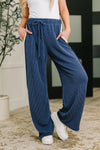 Hazel Blues® |  Certified Chiller Contrast Stripe Straight Leg Bottoms in Navy