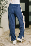 Hazel Blues® |  Certified Chiller Contrast Stripe Straight Leg Bottoms in Navy