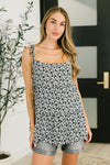 Hazel Blues® |  Certified Cutie Shoulder Tie Blouse in Black