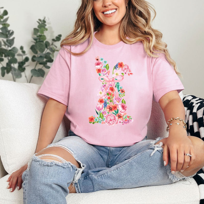 Hazel Blues® |  Pink Floral Bunny Graphic Tee