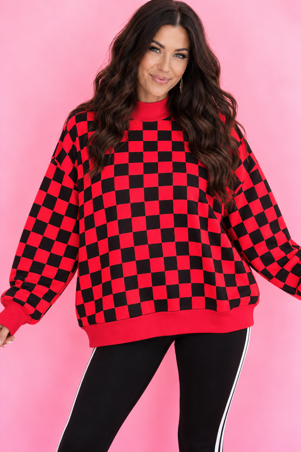 Blaire Taylor Red Checkered Sweatshirt