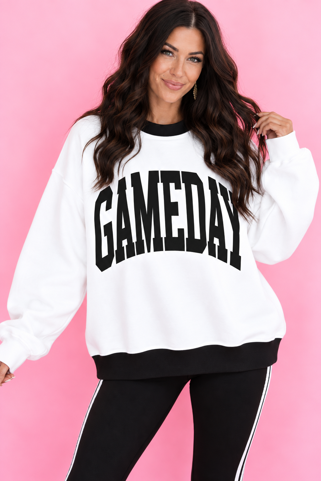 Blaire Taylor Black Checkered Reversible Game Day Sweatshirt