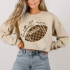 Hazel Blues® |  Check Football Mom in Sand Sweatshirt