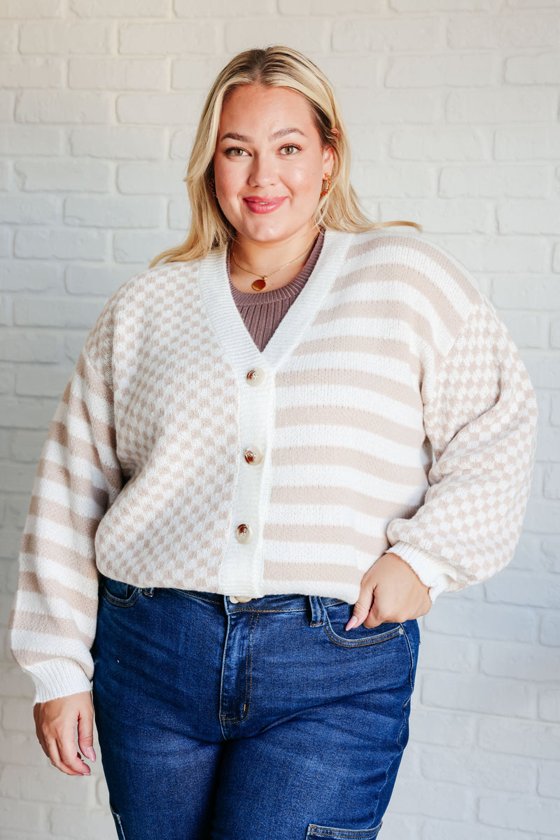 Hazel Blues® |  Check That Line Cardigan