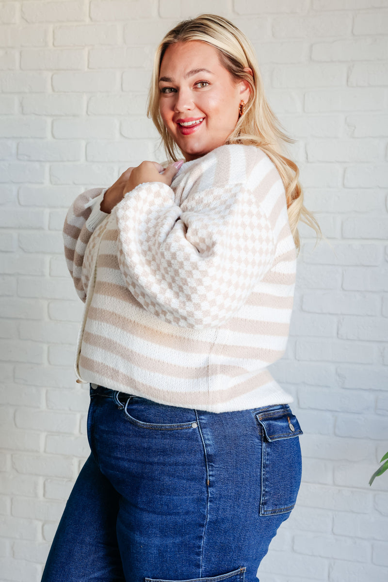 Hazel Blues® |  Check That Line Cardigan