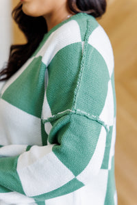 Hazel Blues® |  Check Yourself Checkered Sweater in Green