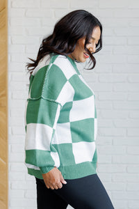 Hazel Blues® |  Check Yourself Checkered Sweater in Green