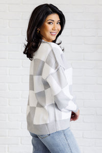 Hazel Blues® |  Check Yourself Checkered Sweater in Grey