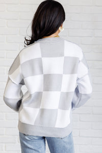 Hazel Blues® |  Check Yourself Checkered Sweater in Grey