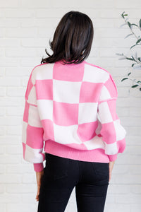 Hazel Blues® |  Check Yourself Checkered Sweater in Pink