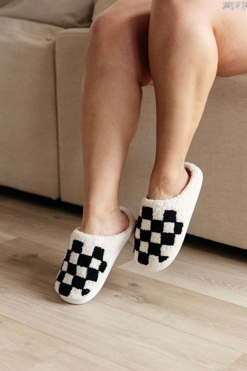 Hazel Blues® |  Checked Out Slippers in Black