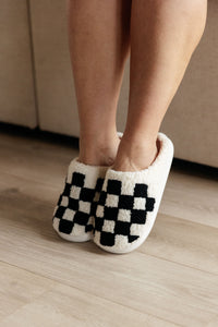 Hazel Blues® |  Checked Out Slippers in Black