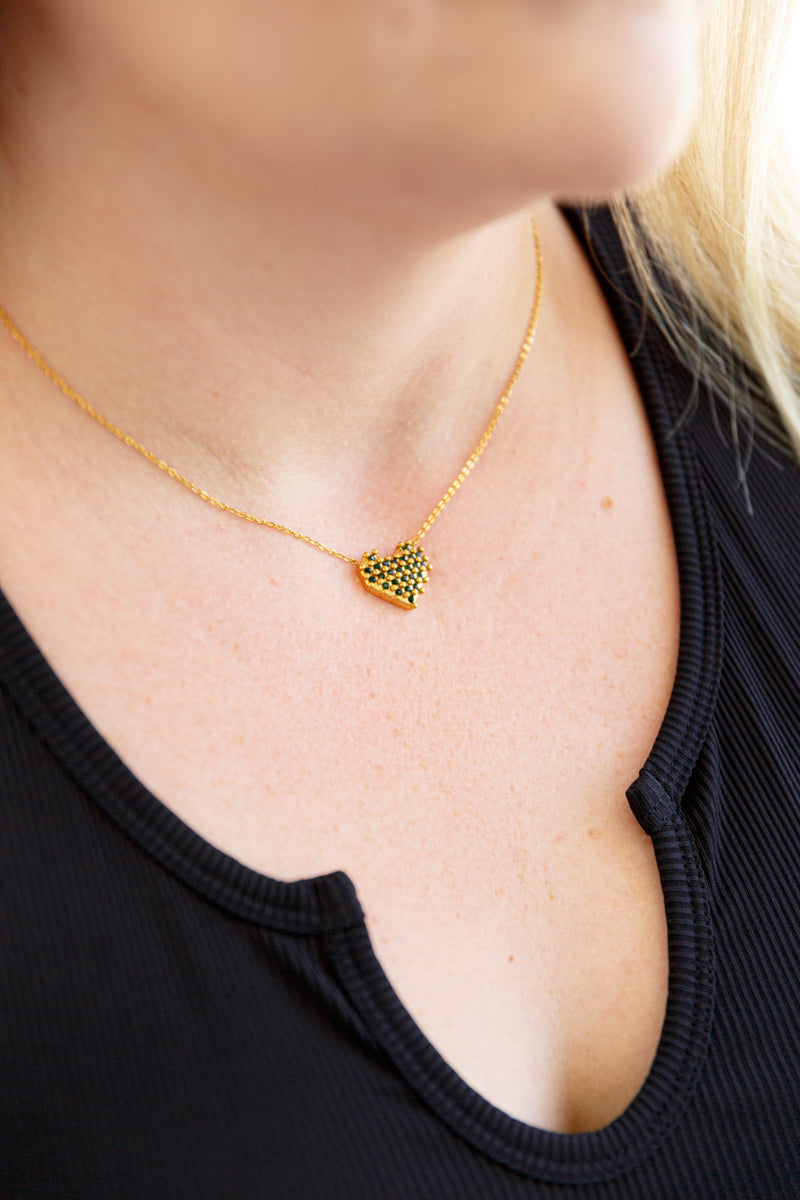 Hazel Blues® |  Checkered Heart Necklace