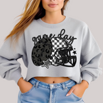 Hazel Blues® |  Checkered and Leopard Gameday Sweatshirt