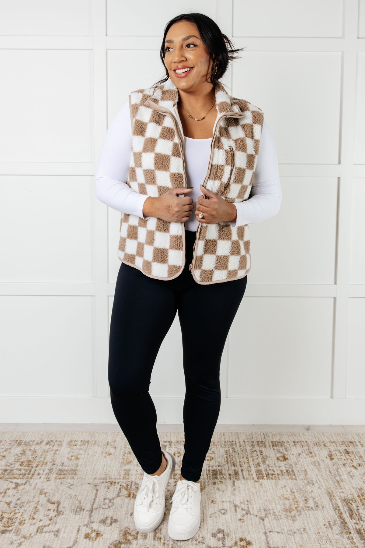 Hazel Blues® |  Check it Out Checkered Fleece Vest