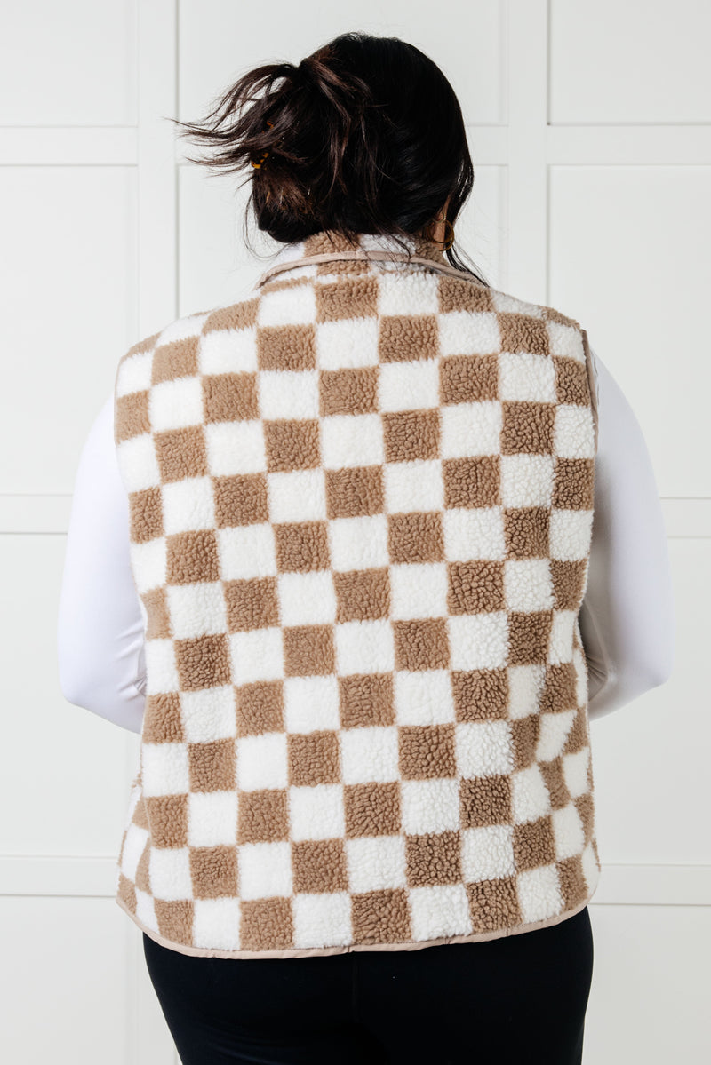 Hazel Blues® |  Check it Out Checkered Fleece Vest