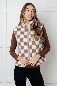 Hazel Blues® |  Check it Out Checkered Fleece Vest